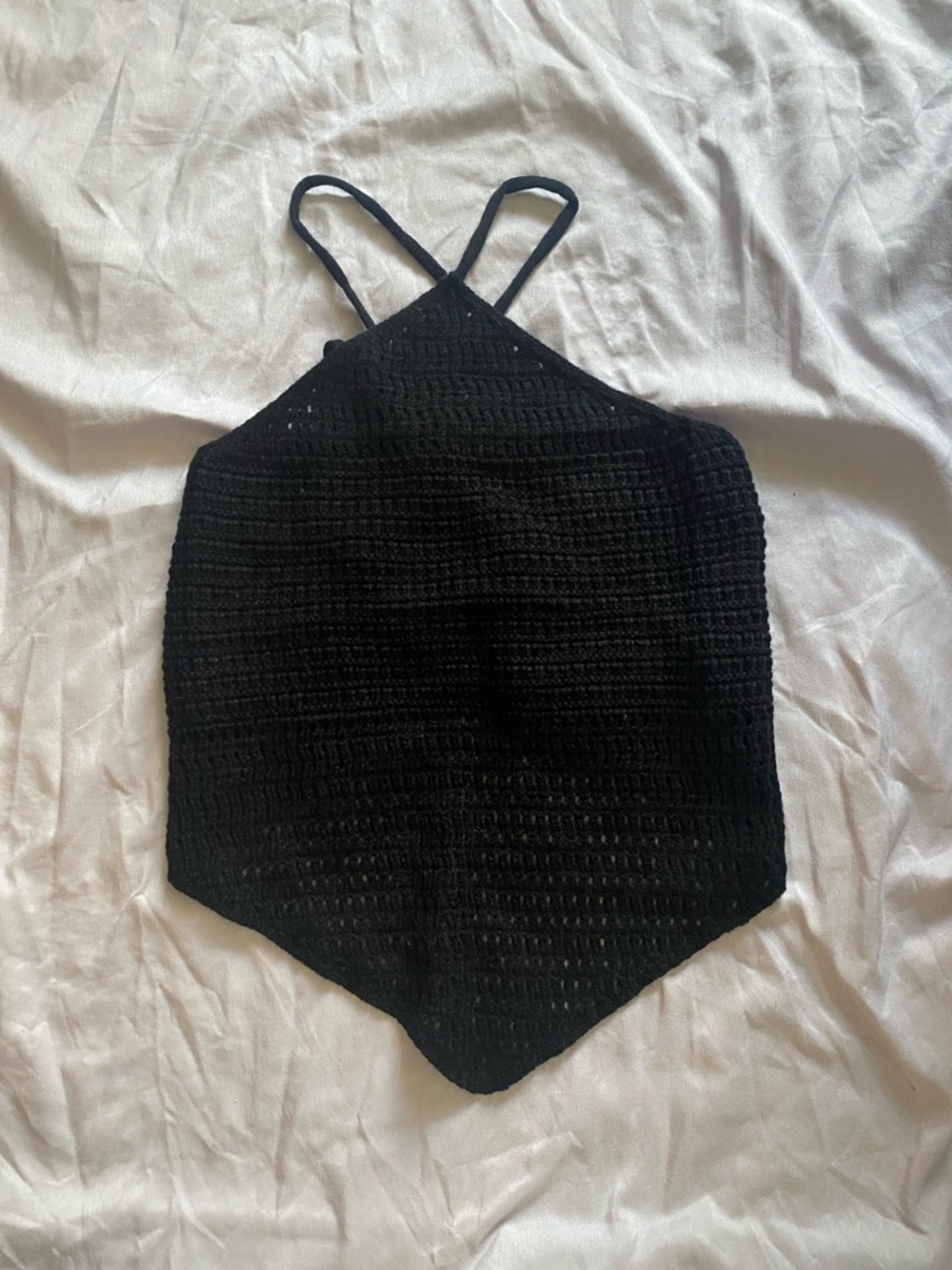 SHEIN Black Crochet Halter Tank Top